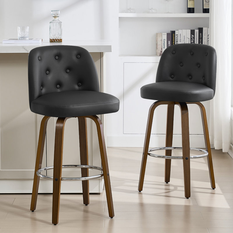 Tabouret pivotant rembourré, Noir, noir, noir, noir, 1, Tabouret de bar (siège d'une hauteur de 29 po)