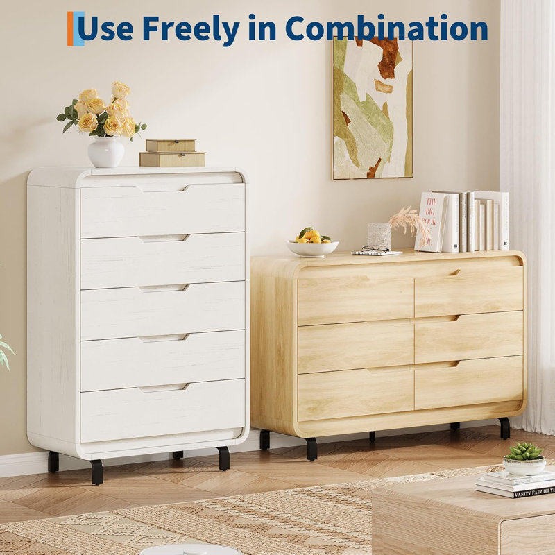 Chambre confortable à 5 tiroirs pour la chambre à coucher, la chambre de bébé, le salon et le couloir, Blanc