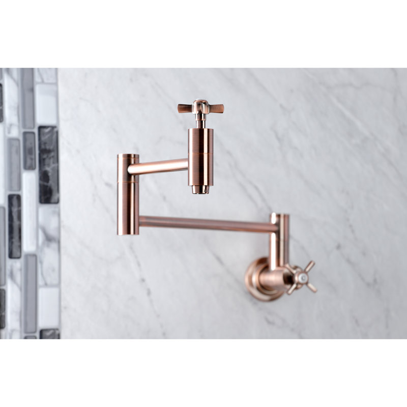 Kingston Brass Millennium Two-Handle 1-Hole Wall Mount Pot Filler Faucet, Antique Copper