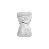 Cara End Table - Marble Look - White