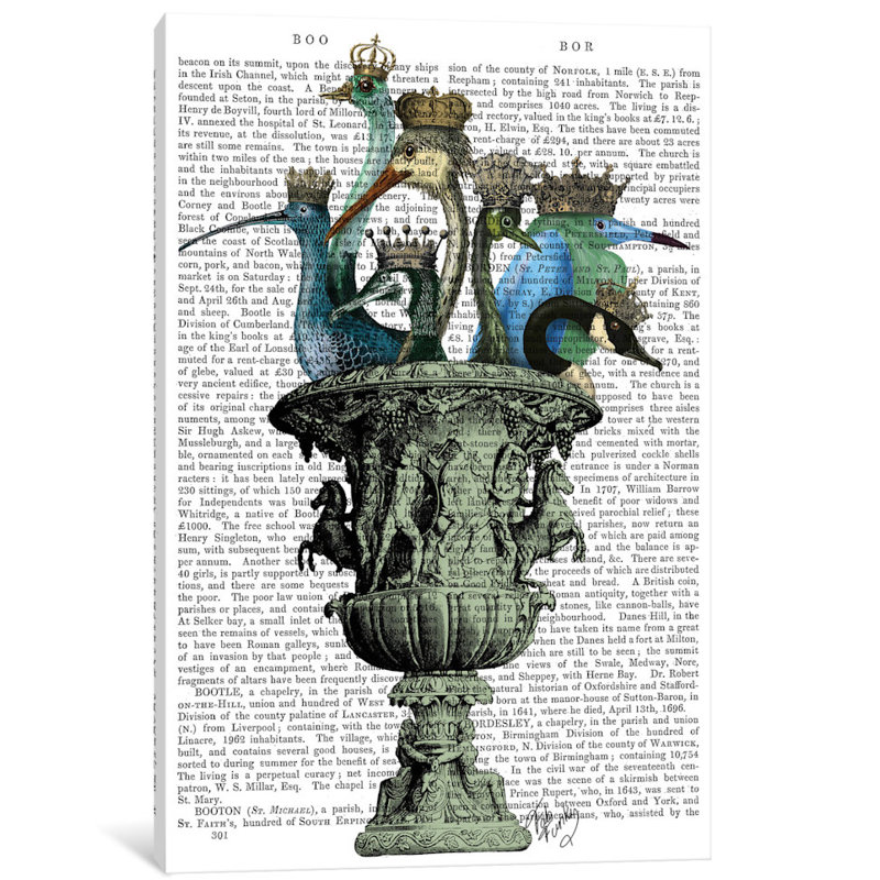 «Bird Bath», impression sur toile, H 26 po x l 18 po x P 1,5 po, Pas de tapis, Toile tendue