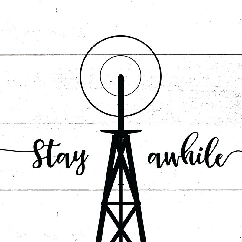 Windmill Base Stay Awhile - Wrapped Canvas Print, 30cm H x 30cm W x 3.8cm D
