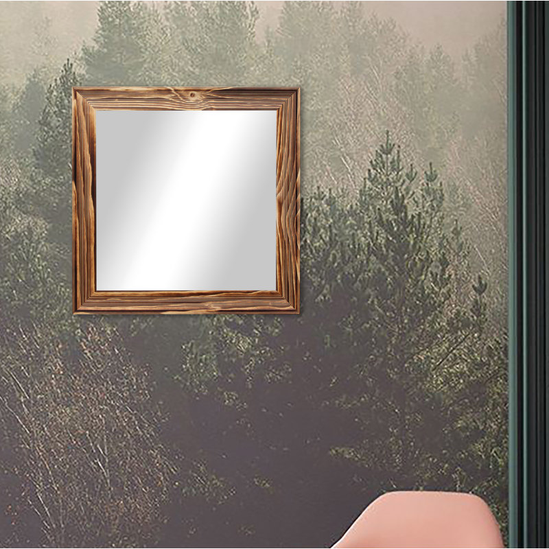Aybar Solid Wood Flat Wall Mirror, 35.5" H x 35.5" W, Burnt Natural