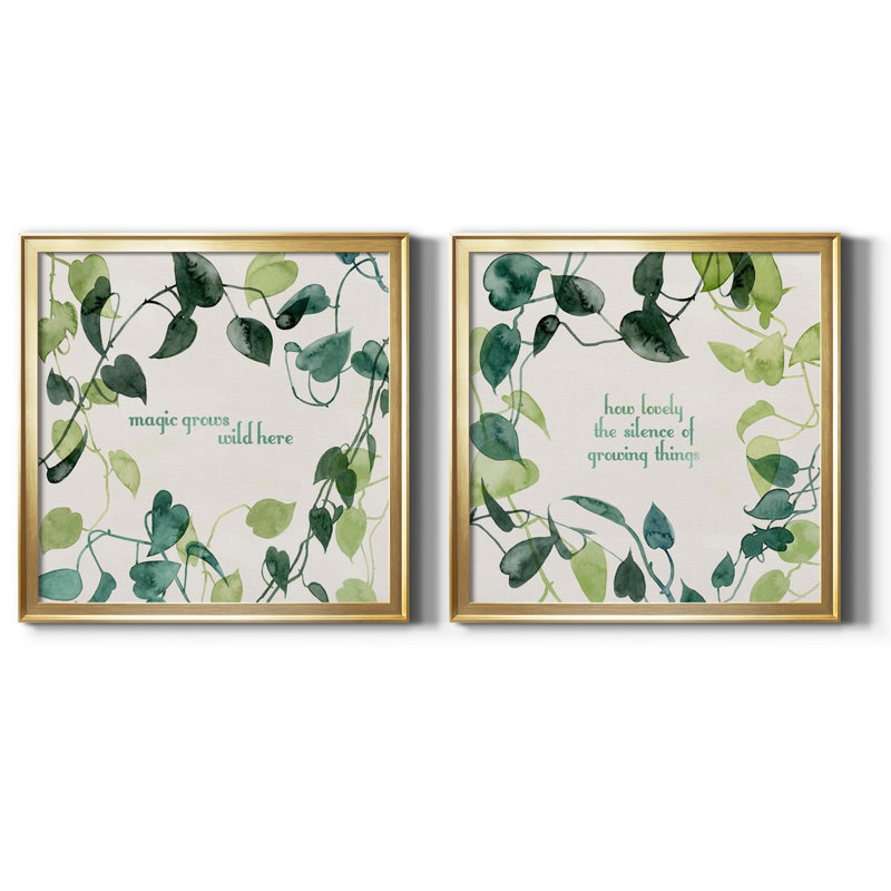 Magic Grows I Magic Grows I - ensemble de 2 reproductions d'art, Toile encadrée dorée, H 30,5 po x l 61 po x P 1,5 po