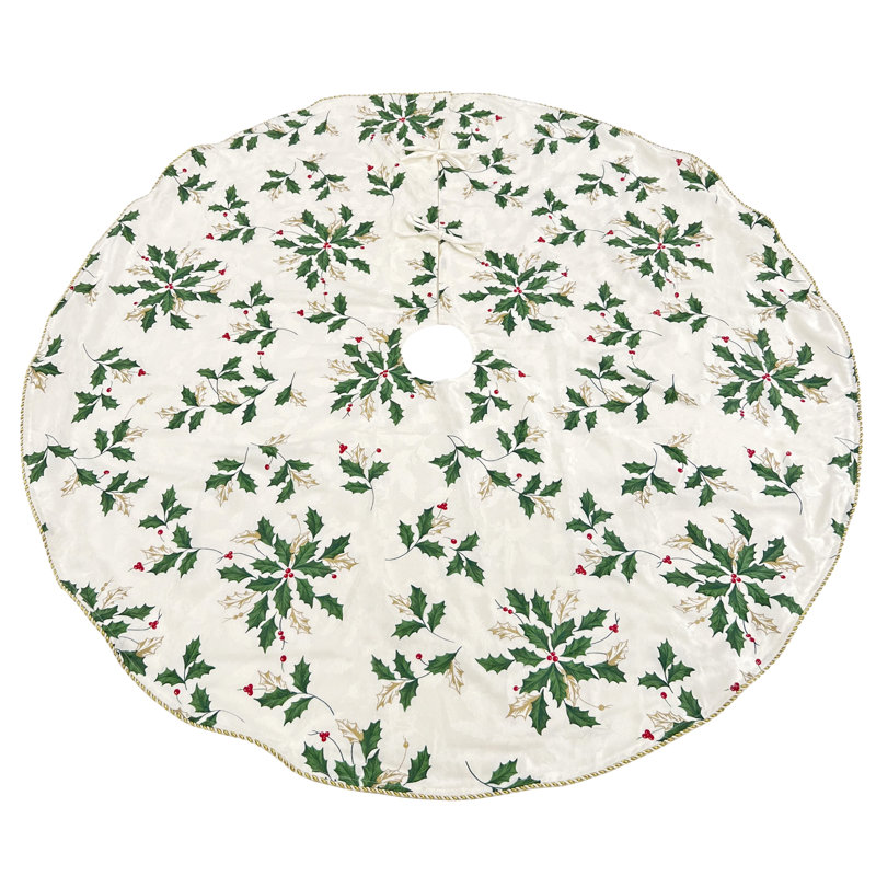 Lenox Scattered Holly Tree Skirt, Multicolor - 52"W x 52"L