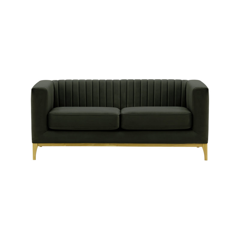 Buie Velvet Sofa, Like Oak, Black