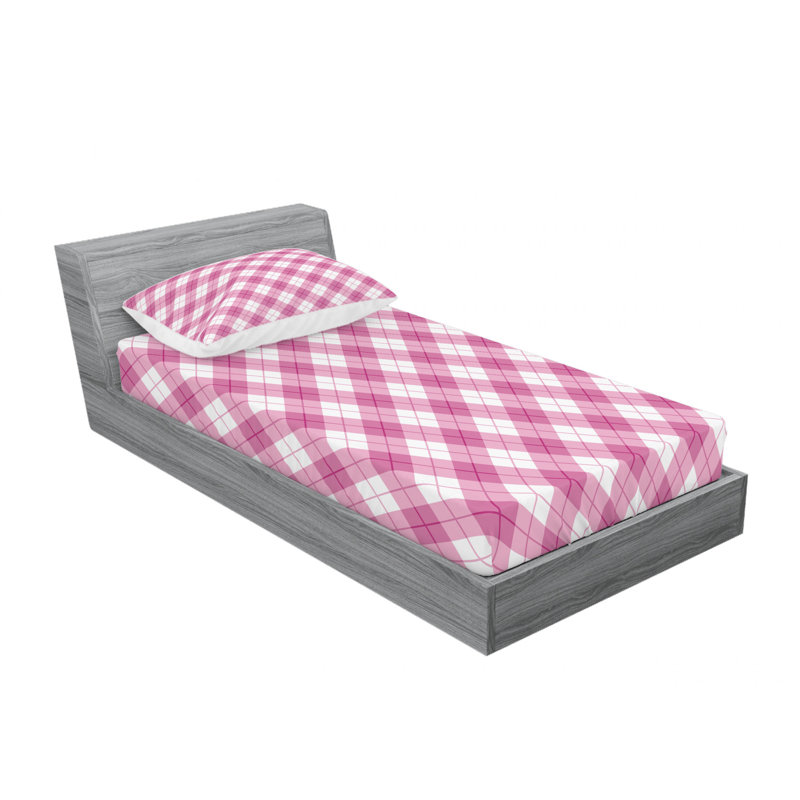 Ensemble de draps Diagonal Argyle, Ensemble de draps pour lit simple avec drap-housse