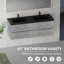 Meuble-lavabo mural de style moderne avec deux lavabos en quartz noir-319053424