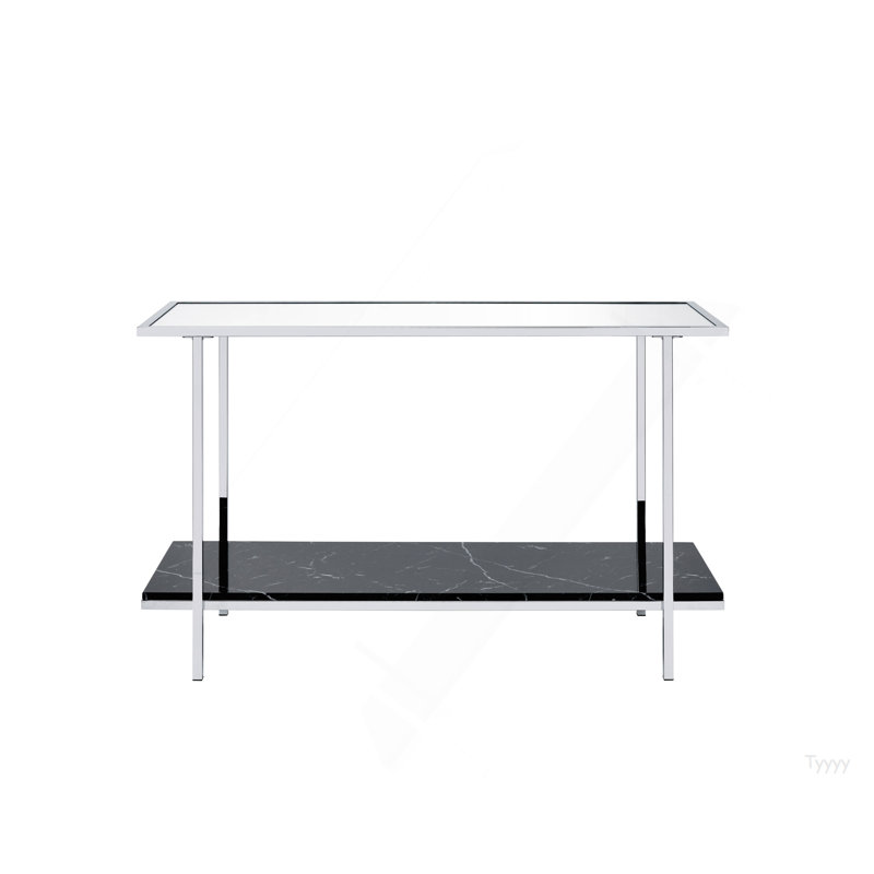 Console miroir en faux marbre et chrome