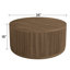 Table basse ronde spacieuse en bois massif de 102 cm de large, style tambour, au design cannelé.-916802232-959478873