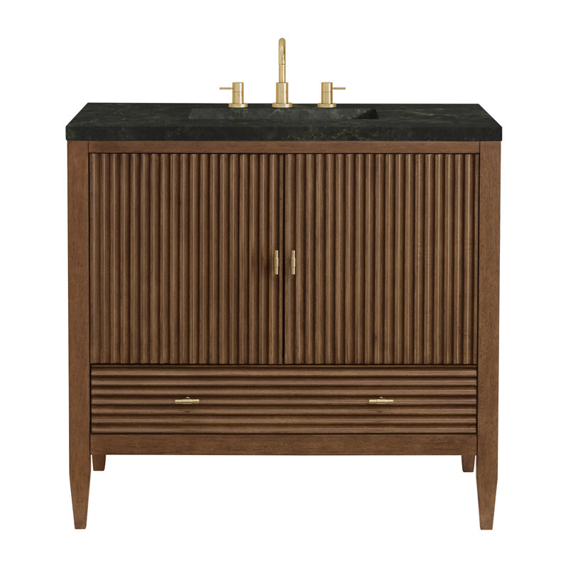 Myrrin 36'' W Single Vanity, Mid-Century Walnut, Phantome Eclos, 8" Widespread