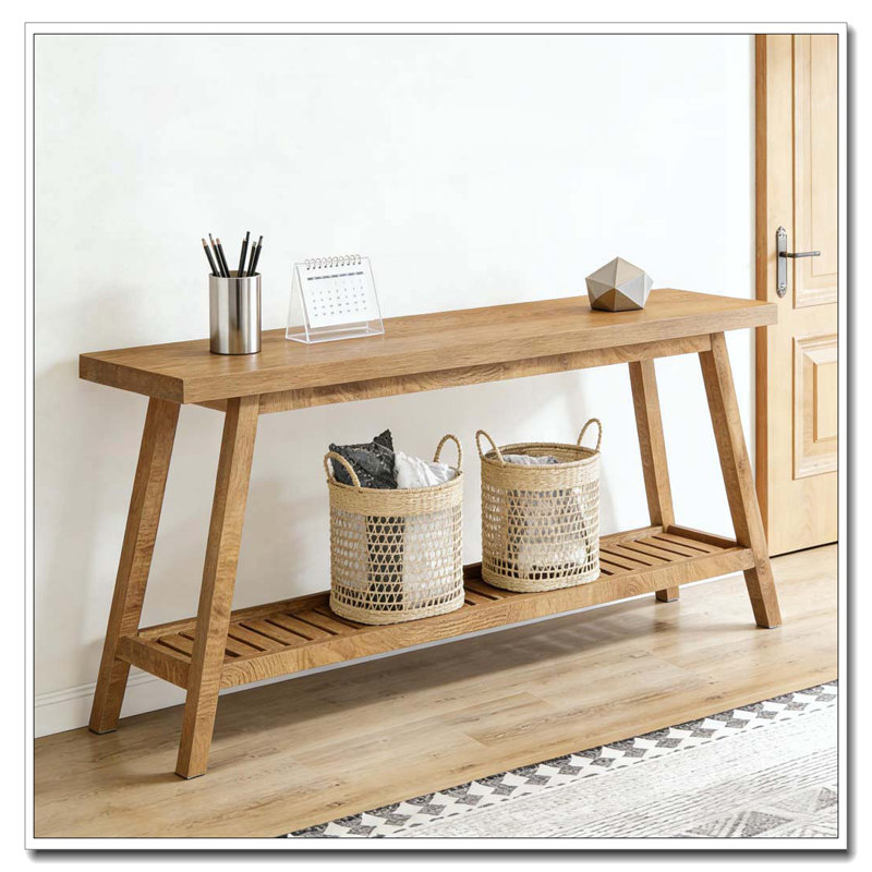2-Tier Sofa Table,Console Table, Light Brown