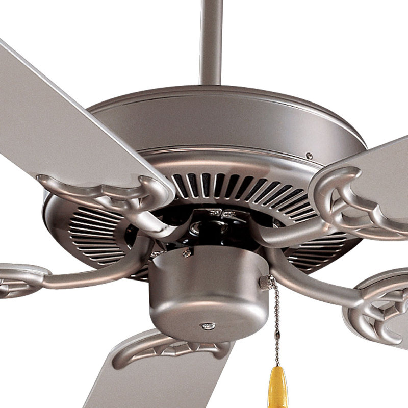 52" Contractor 5 - Blade Standard Ceiling Fan with Pull Chain, Brushed Steel