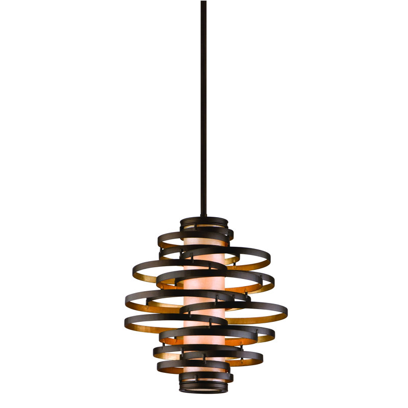Bronze and Gold Leaf Geometric Pendant Light