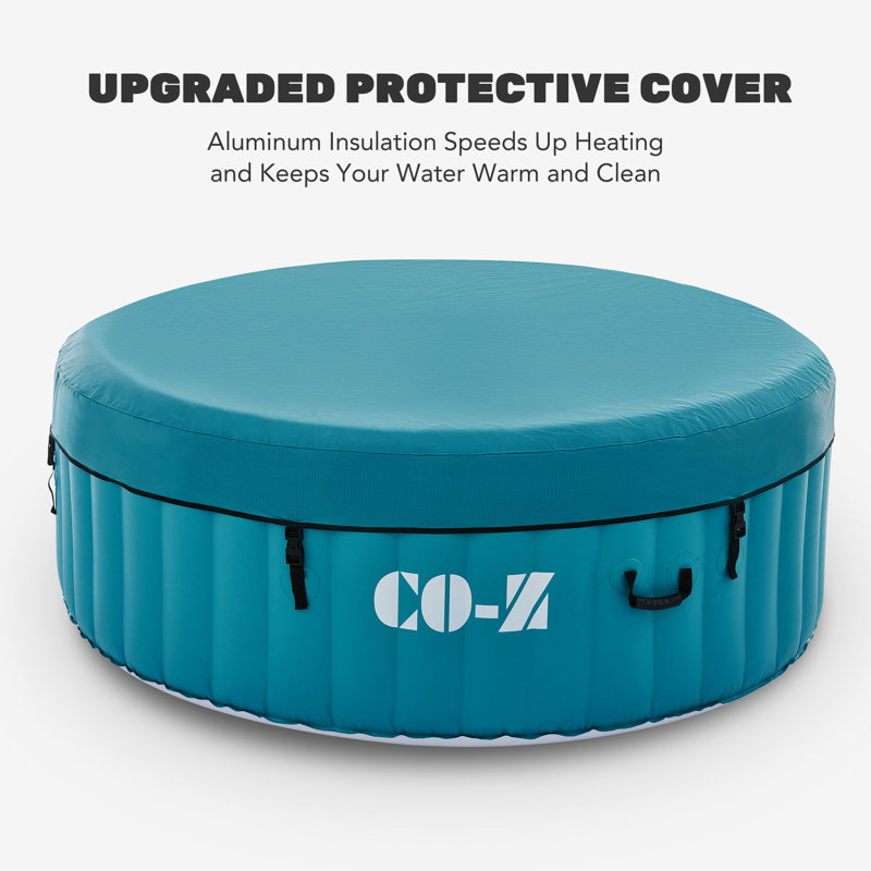 Teal Vinyl Inflatable Round Hot Tub with 120 Jets