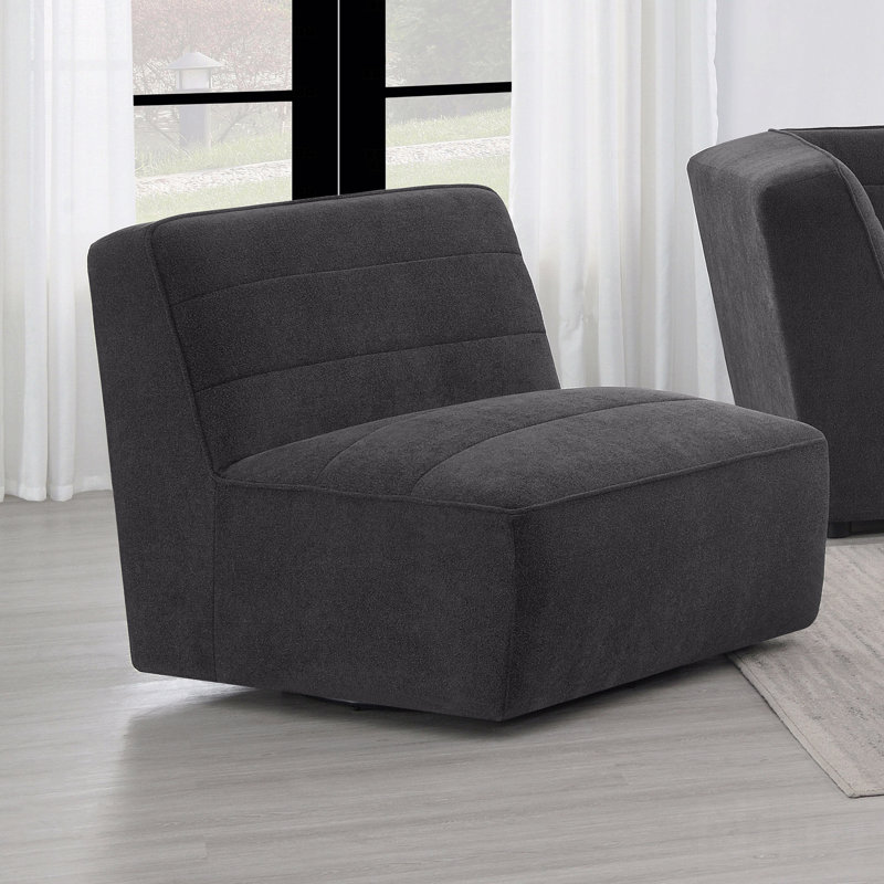 Fauteuil d'appoint rembourré en tissu anthracite foncé
