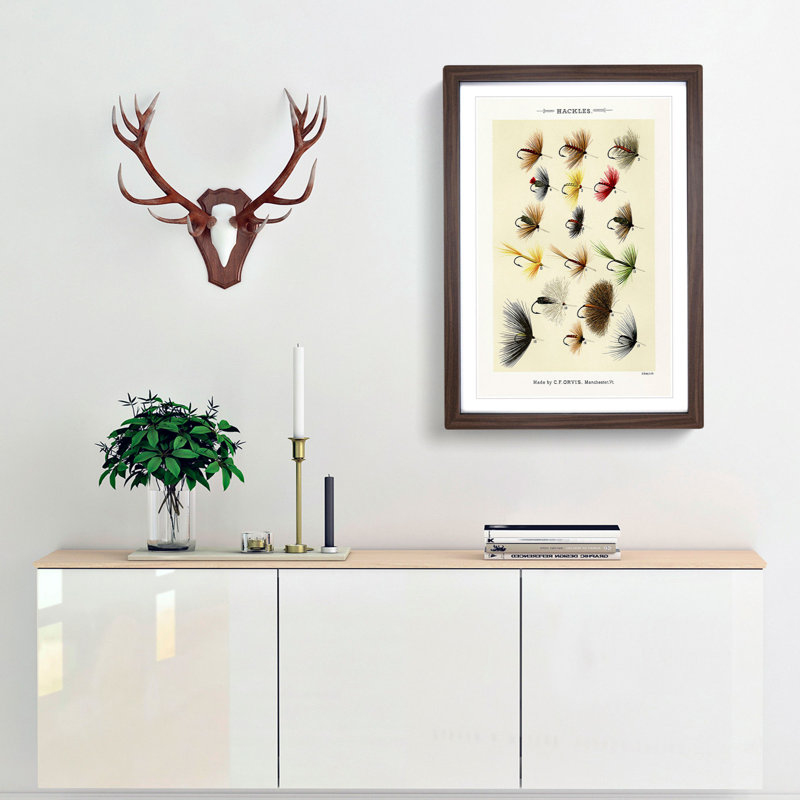 Hackles Fishing by Mary Orvis Marbury - Picture Frame Painting Print, Walnut Framed, 65cm H x 48cm W x 2cm D