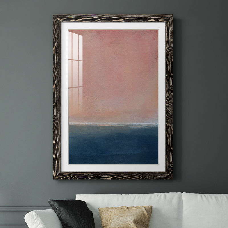 Coucher de soleil - Peinture encadrée, Cadre noir, H 44 po x l 31 po x P 1 po