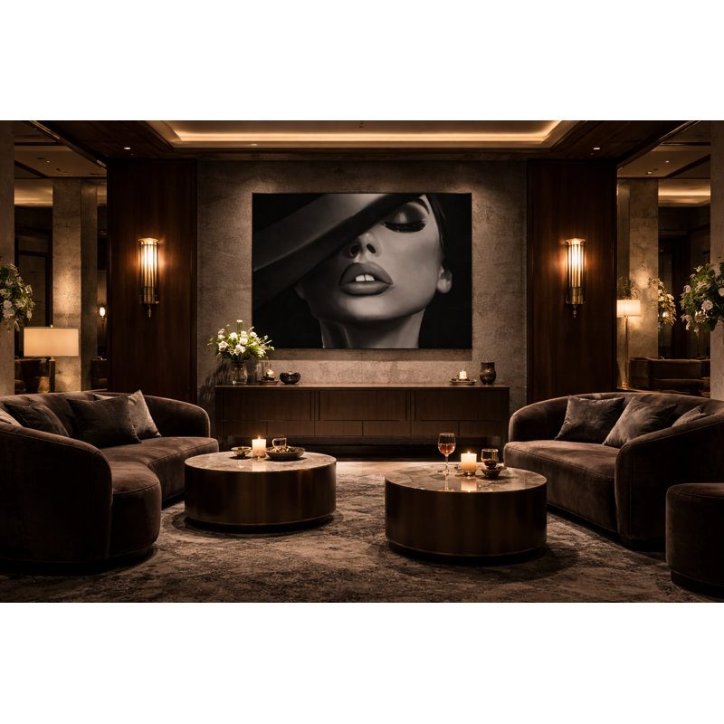 Velvet Interruption Framed Canvas Wall Art by Kasian Art Studio - Black Frame, Brown