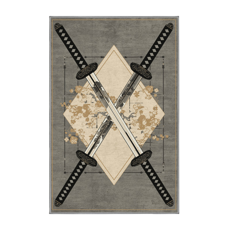 Tapis oriental doux et moelleux à motif de croisées doubles doubles Katanas, 2 x 4