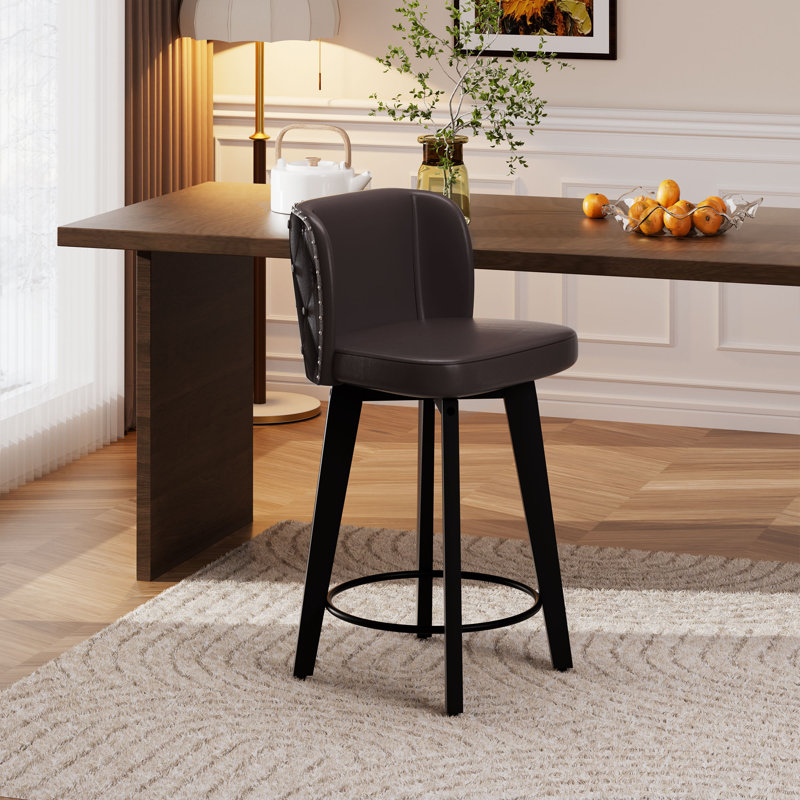 Tabouret de comptoir pivotant rembourré, Brun