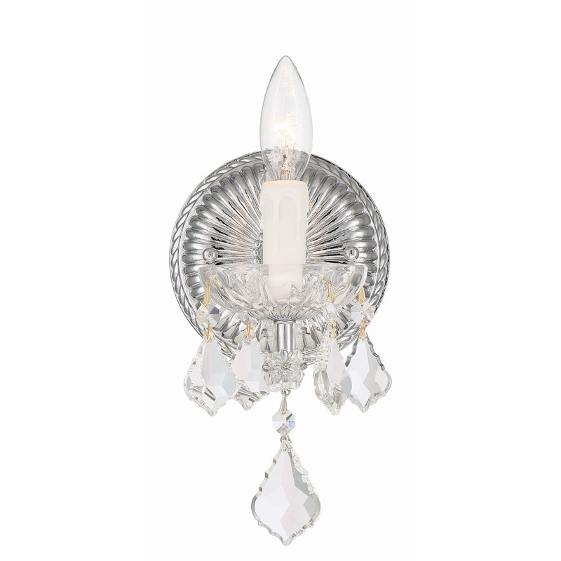 Lampe murale bougie 1 lumières Milan, Argent, Majestueux bois poli