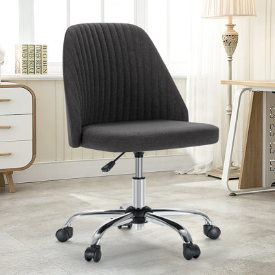 Mercier Upholstered Armless Task Chair, Home Adjustable Swivel Makeup Chair