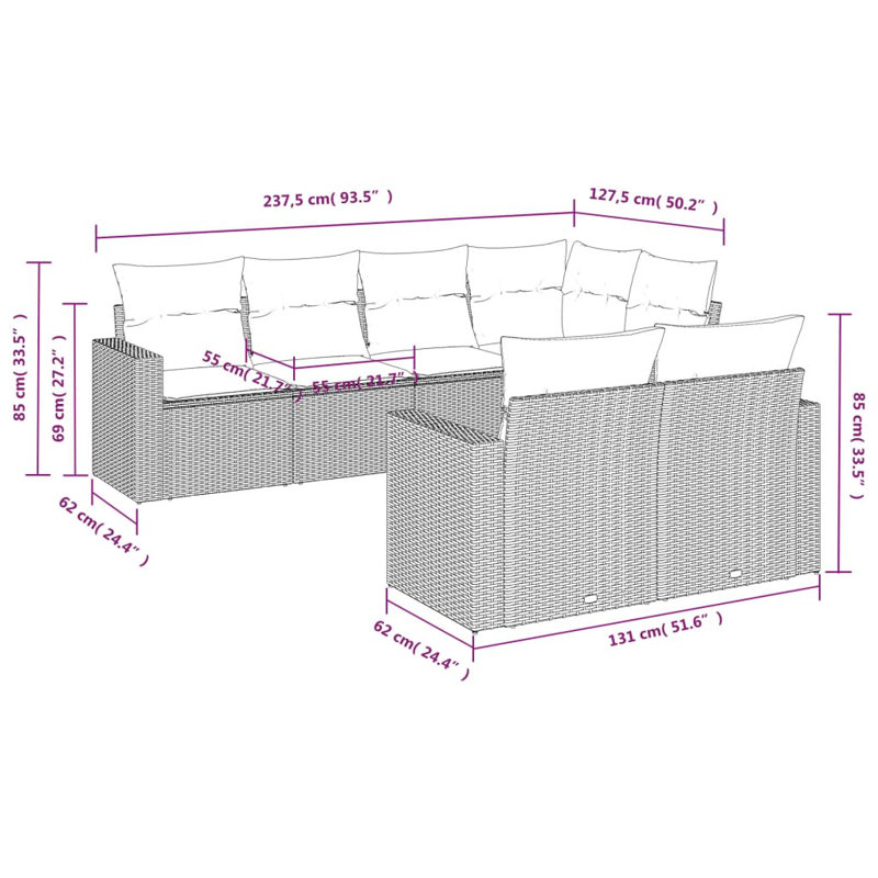  Garden Sofa Set Black, 7