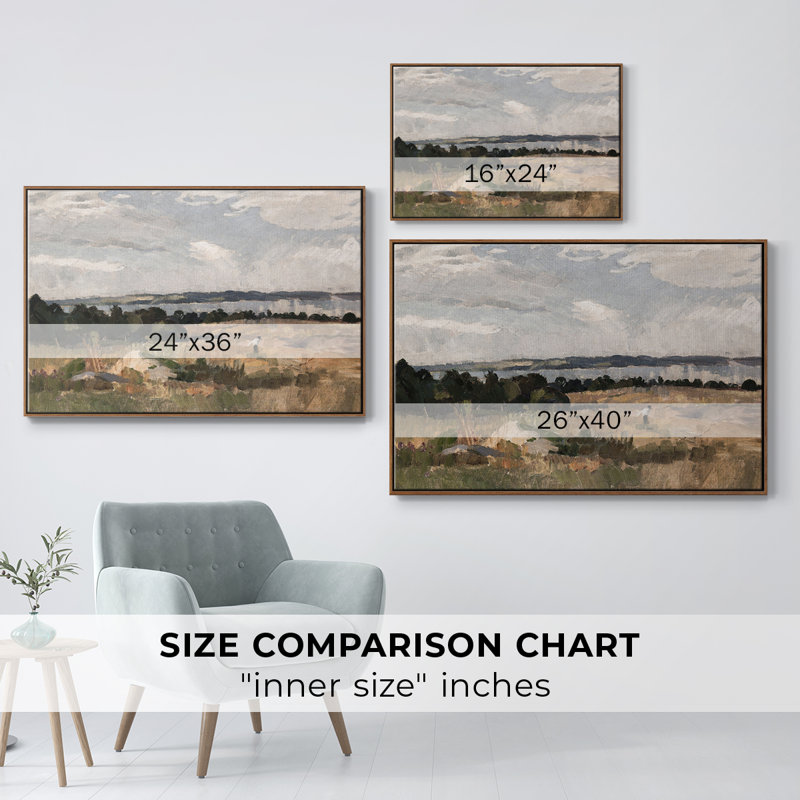 Paysage rétro - CMXLII, H 17 po x l 25 po x P 2 po, Toile encadrée noyer flottant