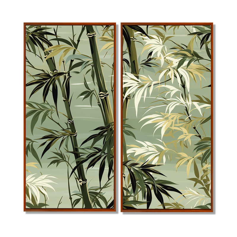 Bamboo Retreat Tropical Motif - Décoration murale tropicale 2 pièces, H 20 po x l 24 po, Brun