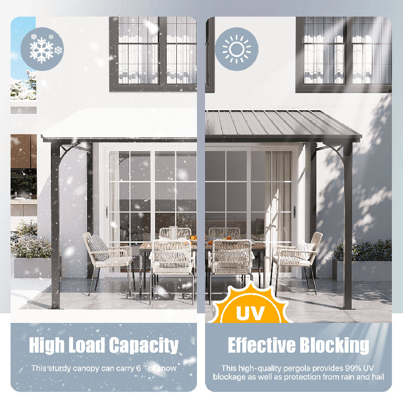 Hardtop Pergola With Galvanized Steel Sloping Roof, 12 ft x 10 ft