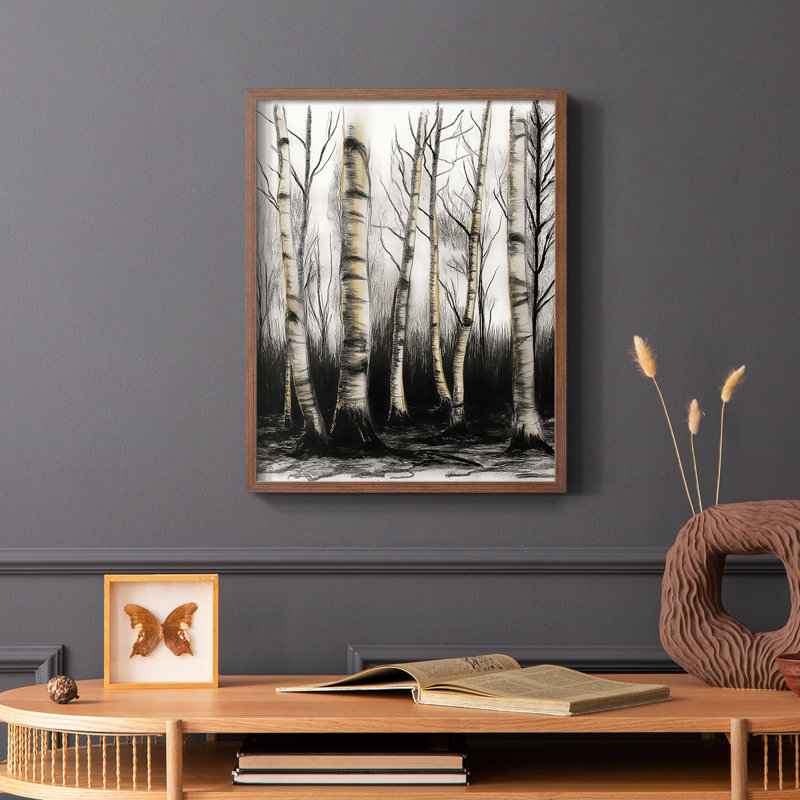 Paysages série XVII - reproduction encadrée de qualité supérieure - prête à être accrochée - aucun clou requis, Noyer