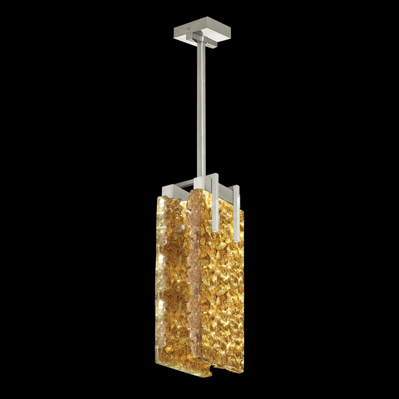 Luminaire suspendu rectangulaire 7,75 po Terra, Feuille d’or, Argent