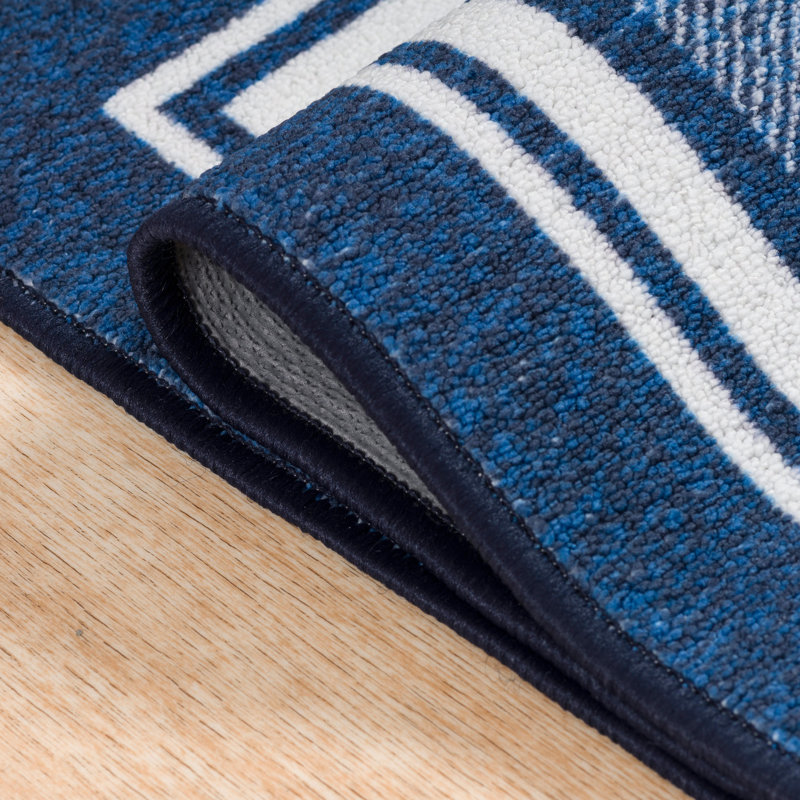 Quinnipack Dark Blue Non-Slip Area Rug, Square 2'7"