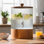 Distributeur de boissons Naples avec couvercle et base en bois 1,5 gallon