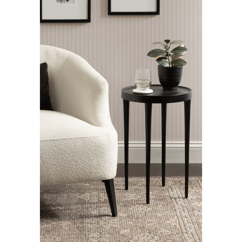 Table à boissons ronde en métal, Noir, H 20,5 po x l 10 po x P 10 po