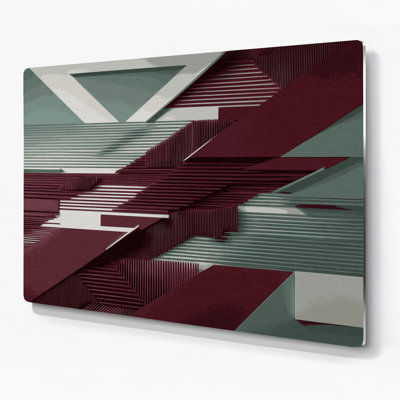 «Geometric Abstraction 47», art mural en métal rouge