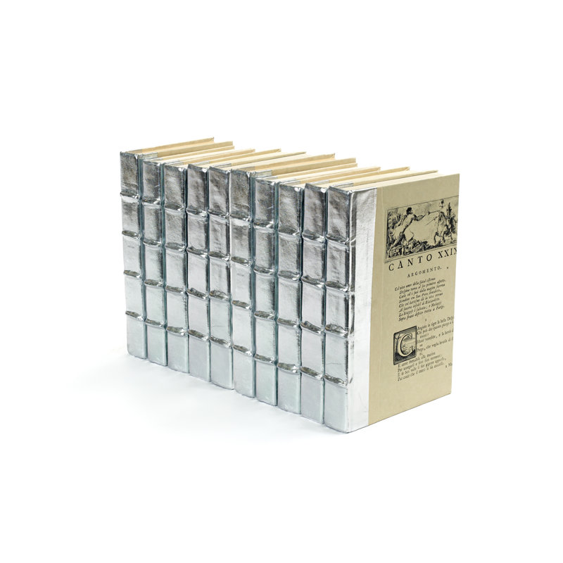Ensemble de livres décoratifs en papier argenté/beige 10 pièces