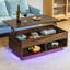 Lift Top Coffee Table With LED Light & Hidden Compartment & Open Shelves-1267834060
