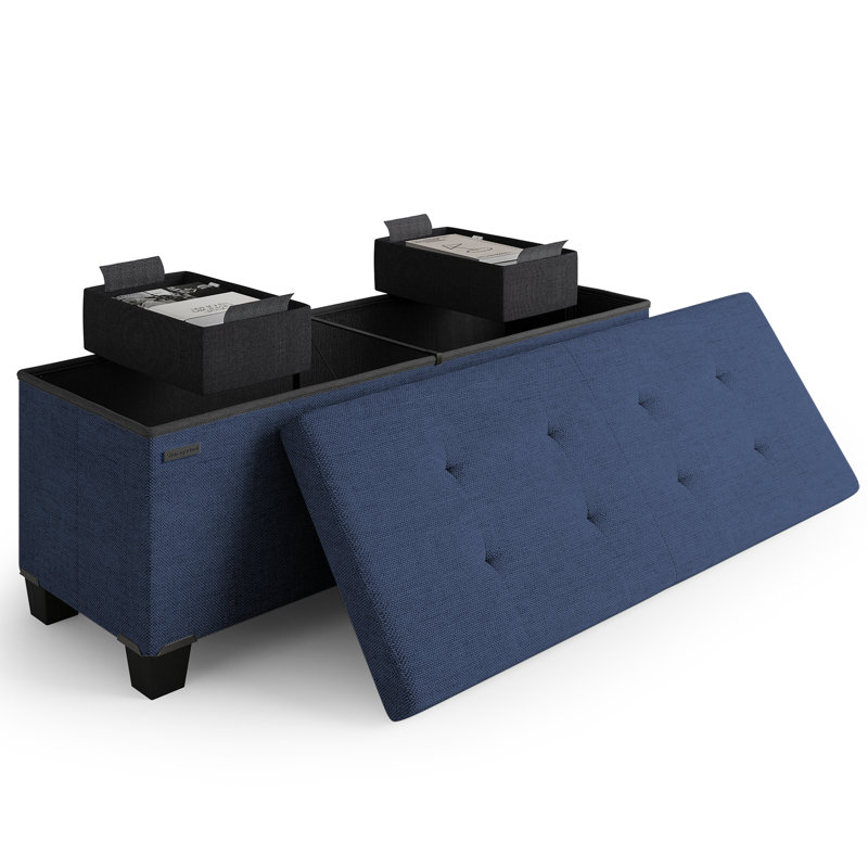 Banc de rangement avec repose-pieds Vérrant, 15"H x 43"W x 15"D, Blue