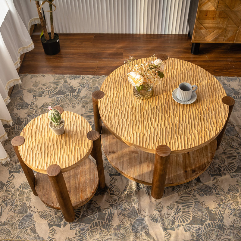 Round Coffee Table with Solid Wood