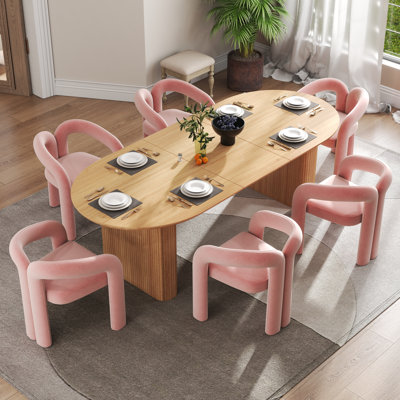 Modern Farmhouse Extendable 59.06" to 90.55" Table Dining Set for 4-8
