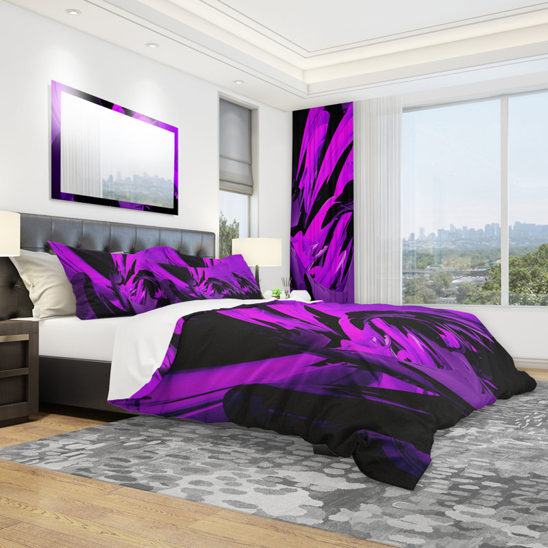 Ensemble de housse de couette en microfibre mauve moderne et contemporaine