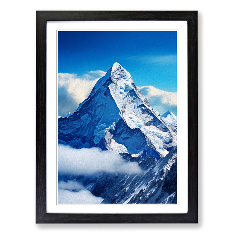 Mount Everest Constructivism - Single Picture Frame Print on Wood, Black Framed, 34cm H x 25cm W x 2cm D