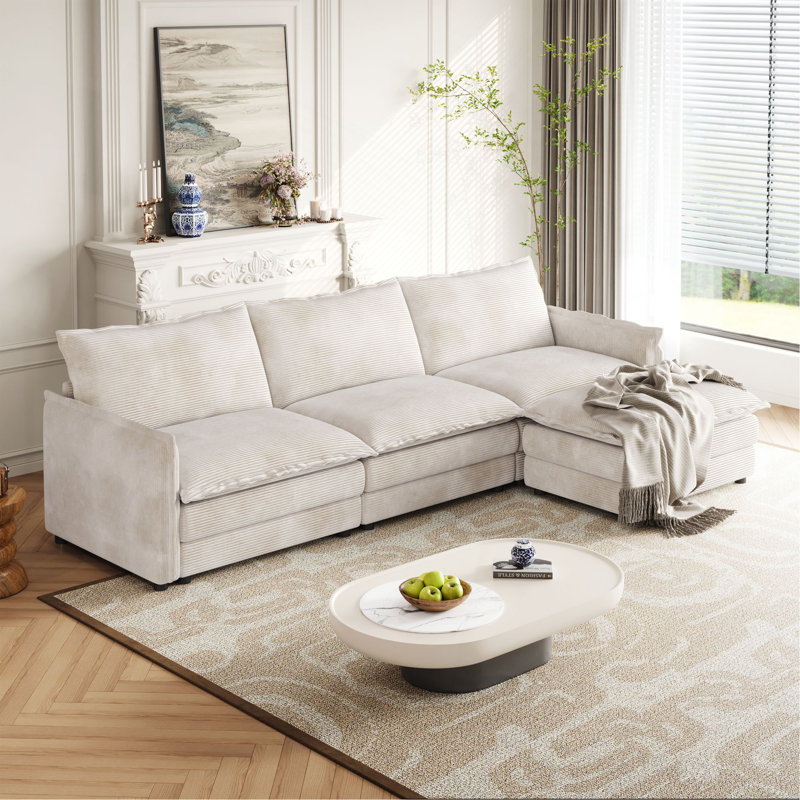 Canapé rembourré à assise profonde de grande taille, Beige