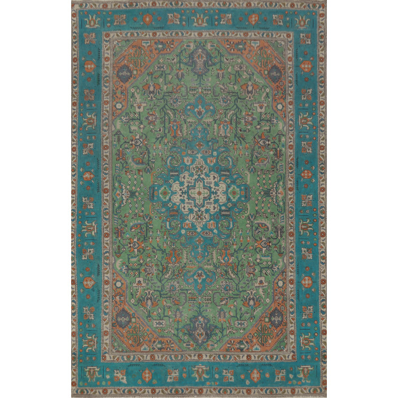 Tapis traditionnel rétro vert 6 x 10