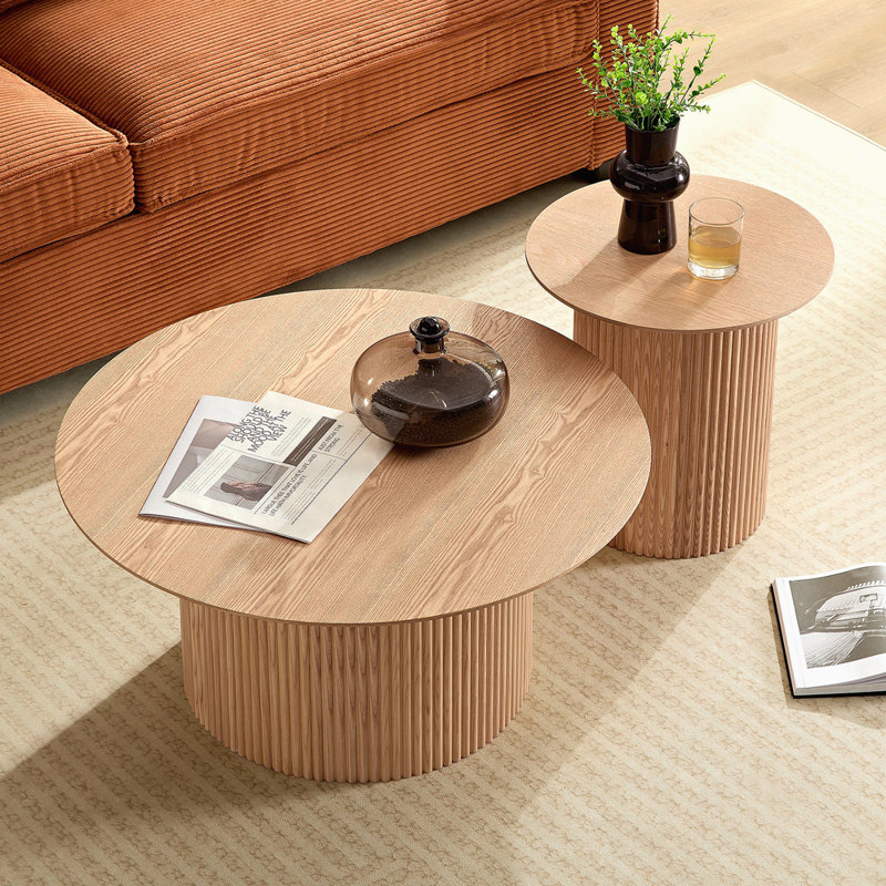 Table basse de 31,49 pouces pour table basse de style Mid-Century avec tables rondes en bois