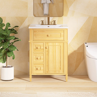 24'' Freestanding Single Sink Bathroom Vanity With Ceramic Top