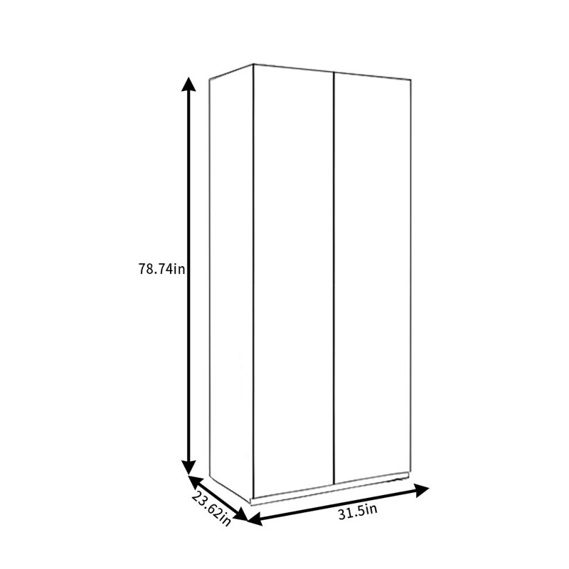 Simple Solid Color Wardrobe, 79" H x 32" W x 24" D