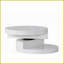 Table basse moderne rotative blanche ultra brillante avec rangement dissimulé - peu encombrante pour le salon